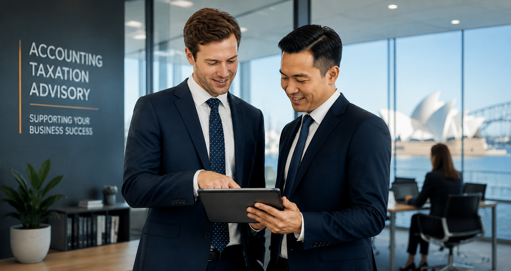 Accountants discussing business advice